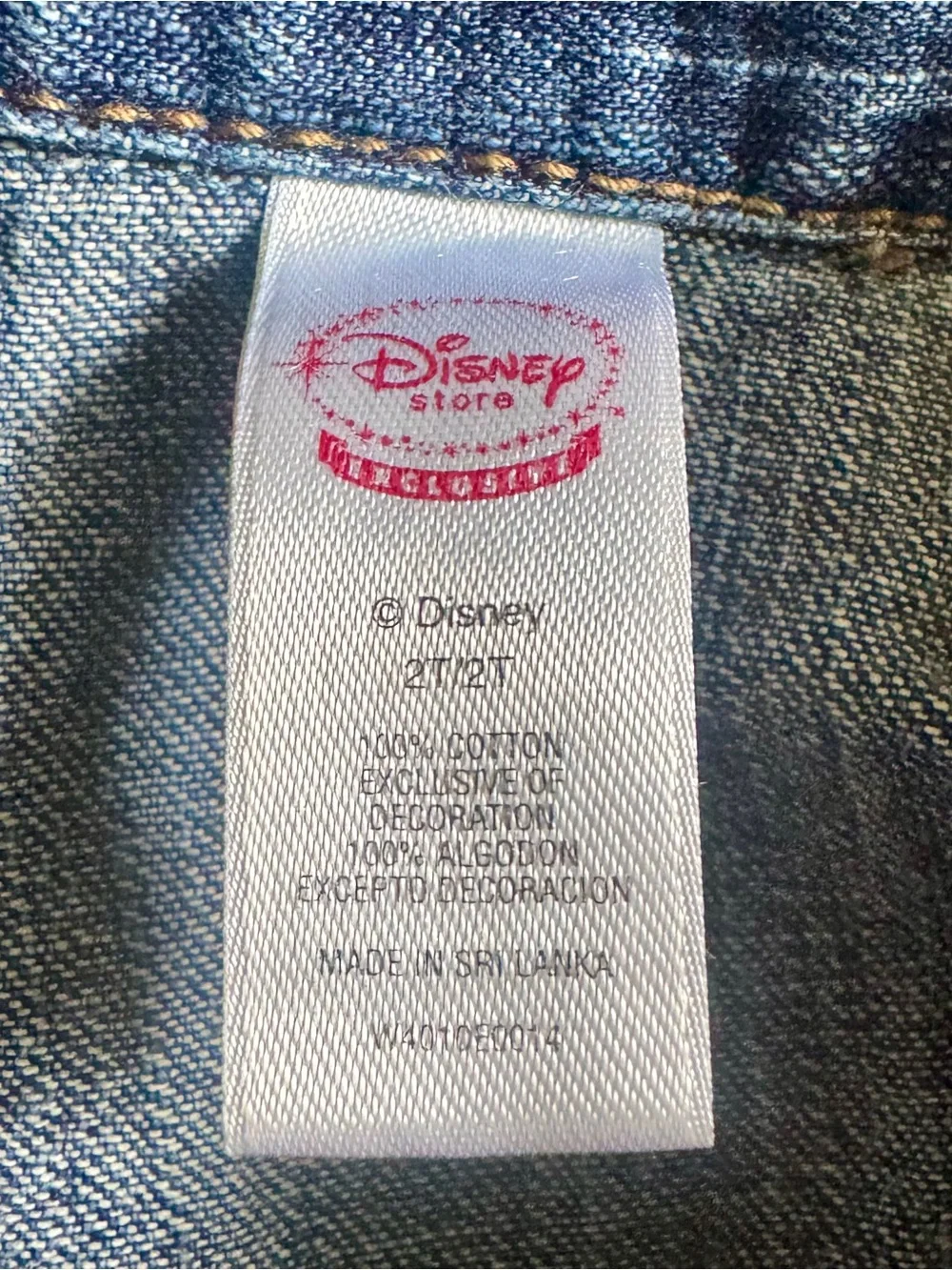Vintage 90’s Disney Store Mickey Mouse Clubhouse Embroidered Jean Jack Size 2T